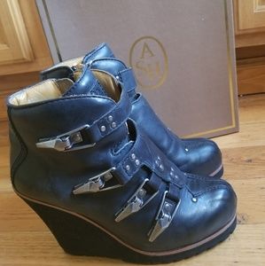 Ash Zoom wedge platform buckle ankle boots goth